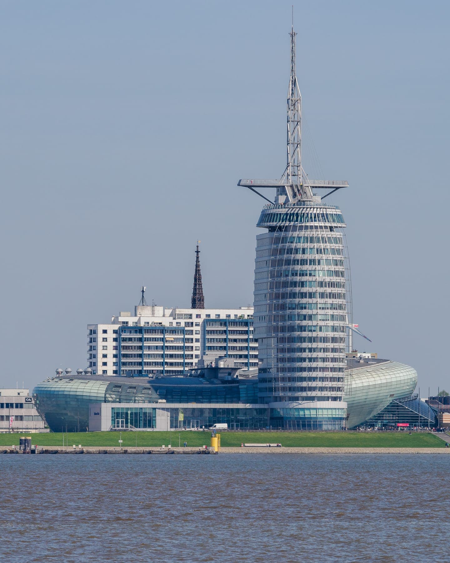 Atlantic Hotel Sail City and the Klimahaus seen from across the Weser